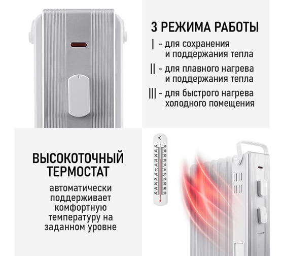 Масляный обогреватель OBSIDIAN BS-OH2000A белый 43803