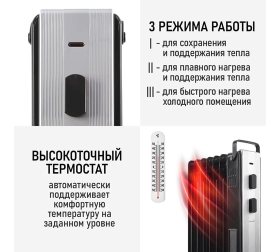 Масляный обогреватель OBSIDIAN BS-OH2000A черный 43805