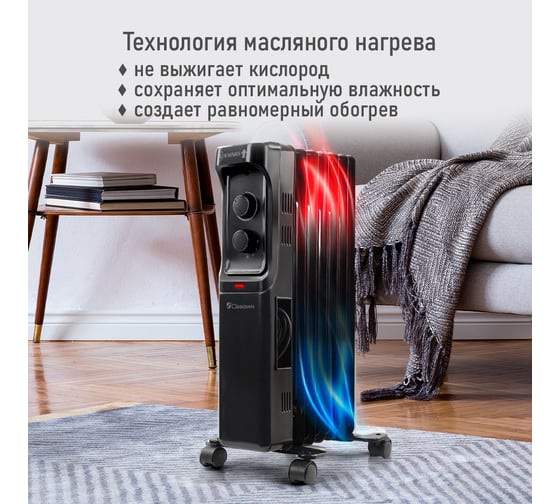 Масляный обогреватель OBSIDIAN BS-OH2001A черный/черный 43804