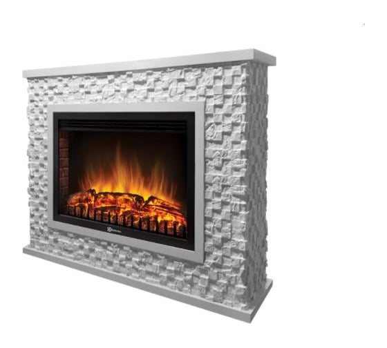 Портал Firelight Quadro 25, камень песчаник античный белый, белая эмаль НС-1273967