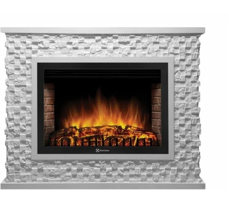 Портал Firelight Quadro 30, камень песчаник античный белый, белая эмаль НС-1273966