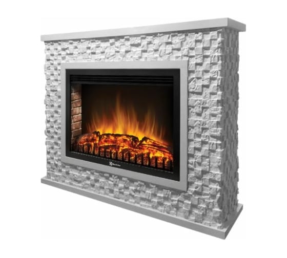 Портал Firelight Quadro 30, камень песчаник античный белый, белая эмаль НС-1273966