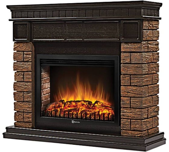 Портал Firelight Bricks Wood 30, камень темный, шпон венге НС-1287018