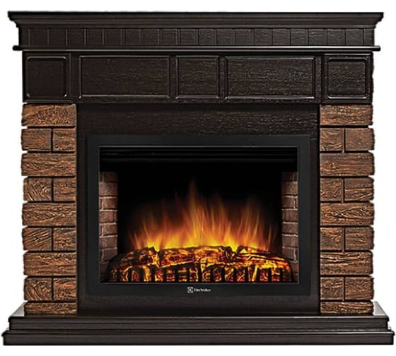 Портал Firelight Bricks Wood 30, камень темный, шпон венге НС-1287018