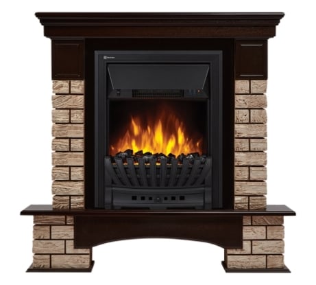 Портал Firelight Forte Wood Classic, камень коричневый, шпон темный дуб НС-1292149