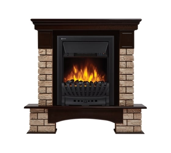 Портал Firelight Forte Wood Classic, камень коричневый, шпон темный дуб НС-1292149