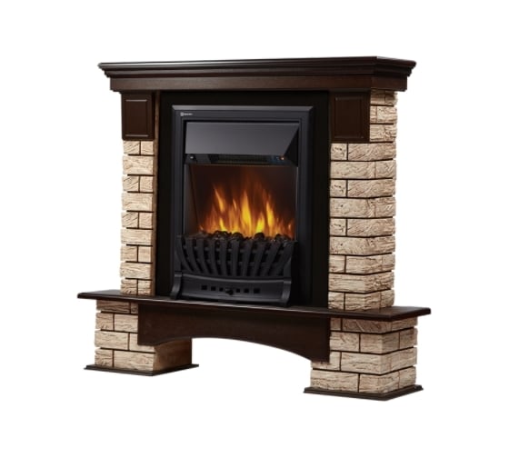 Портал Firelight Forte Wood Classic, камень коричневый, шпон темный дуб НС-1292149