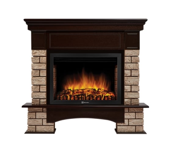 Портал Firelight Forte Wood 25, камень коричневый, шпон темный дуб НС-1292158