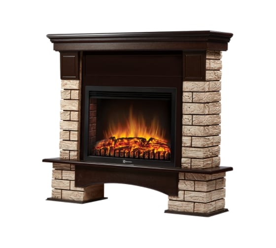 Портал Firelight Forte Wood 25, камень коричневый, шпон темный дуб НС-1292158
