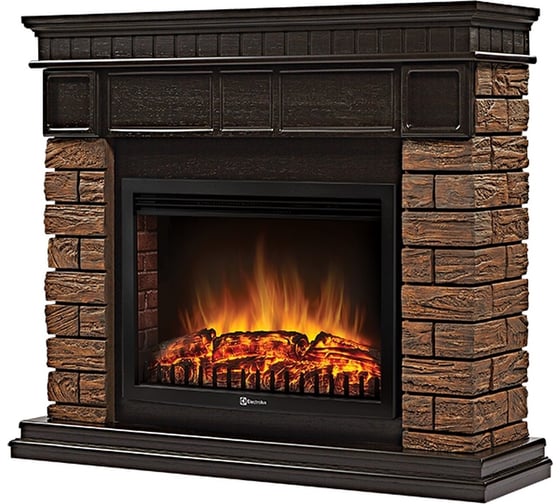 Портал Firelight Bricks Wood 25, камень темный, шпон венге НС-1287017