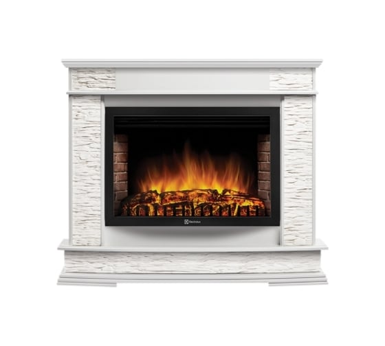 Портал Firelight Scala 25 камень сланец скалистый белый, шпон белый дуб НС-1284543