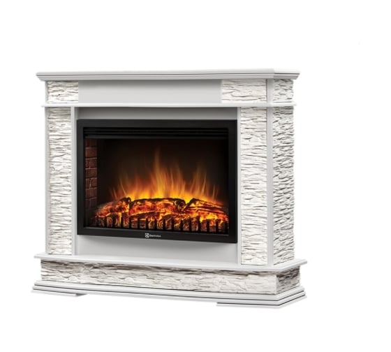 Портал Firelight Scala 25 камень сланец скалистый белый, шпон белый дуб НС-1284543