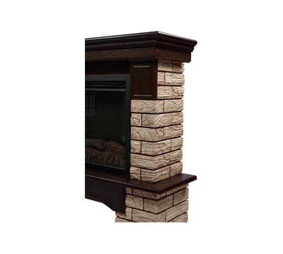 Портал Firelight Forte Wood 30, камень коричневый, шпон темный дуб НС-1292164