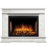 Портал Firelight Scala 30, камень сланец скалистый белый, шпон белый дуб НС-1284548