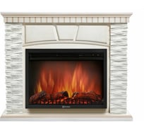 Угловой портал Firelight Porto 30U, камень белый, шпон белёный дуб НС-1268943