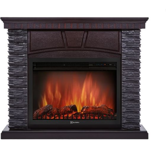 Угловой портал Firelight Porto 25U, камень черный, шпон венге НС-1268940