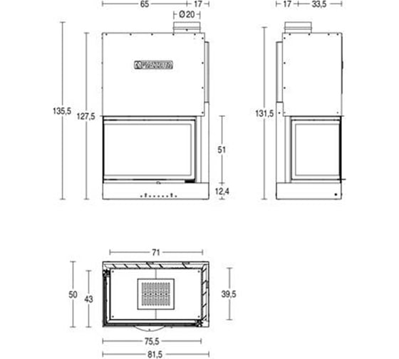 Топка Piazzetta MA 285 SL SX с подъемом, стекло справа P04135060