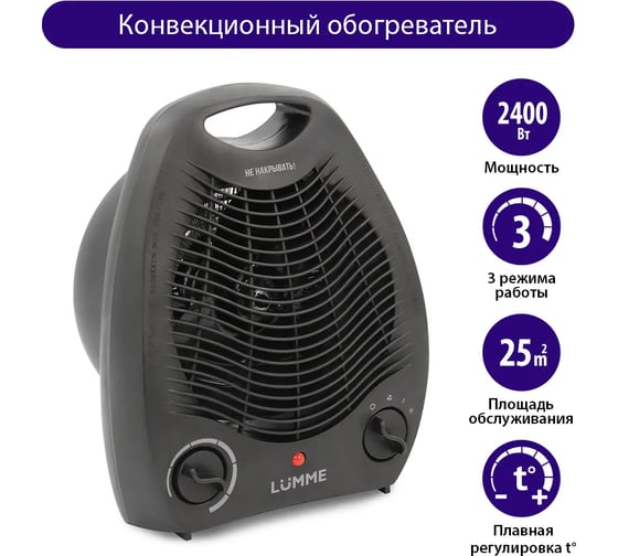 Тепловентилятор LUMME LU-FH713A черный жемчуг 43764