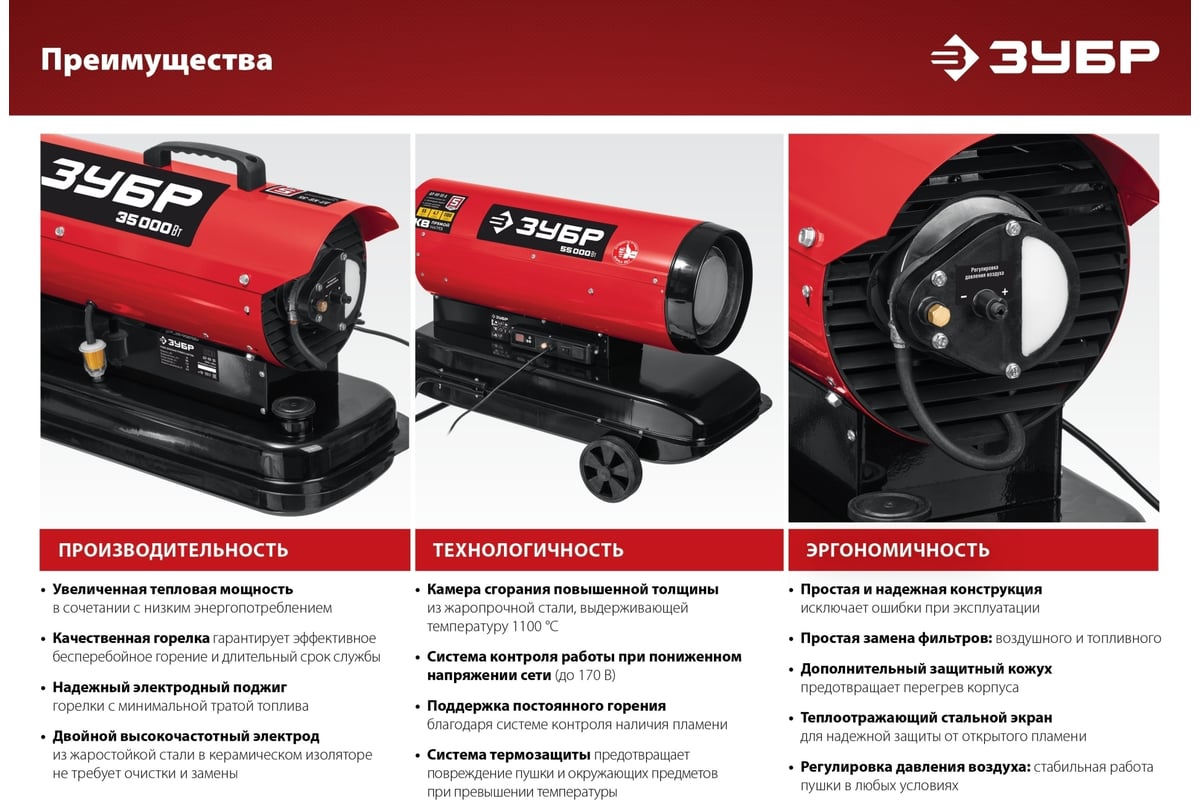 Дизельная тепловая пушка ЗУБР 55 кВт, прямой нагрев ДП-К8-55-Д - выгодная  цена, отзывы, характеристики, фото - купить в Москве и РФ
