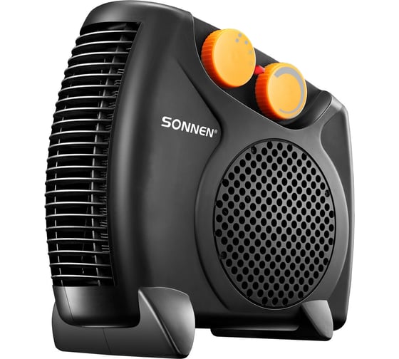 Тепловентилятор SONNEN FH06, 1000/2000 Вт,2 режима нагрева,режим вентиляции,черный/оранжевый 457781