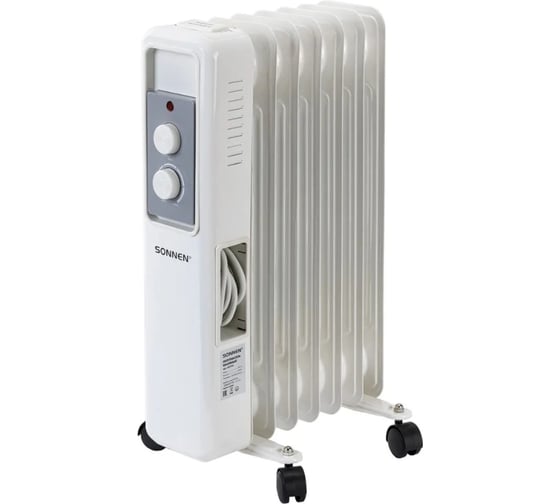 Обогреватель масляный SONNEN DFS-7E, 7секций, 1500Вт, 3 режима, механическое управление, белый, 457779 1