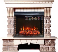 Каминокомплект InterFlame Экстер КАВКАЗ ПАНОРАМИК 33 LED FX бежевый с золотой патиной с PAN33 бежевый ЗП