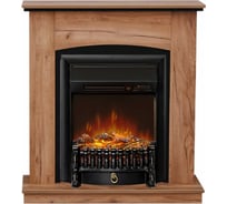 Каминокомплект Royal Flame Barcelona под классику (табачный дуб/черный) портал и Fobos FXM Black RC электрокамин 64949736