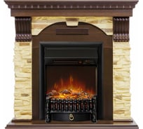 Каминокомплект Royal Flame Dublin угловой арочный сланец (темный дуб) портал и Fobos FXM Black RC электрокамин 64948571