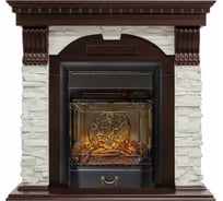 Каминокомплект Royal Flame Dublin арочный сланец белый (темный дуб) портал и Majestic FXM Black RC электрокамин 64948582