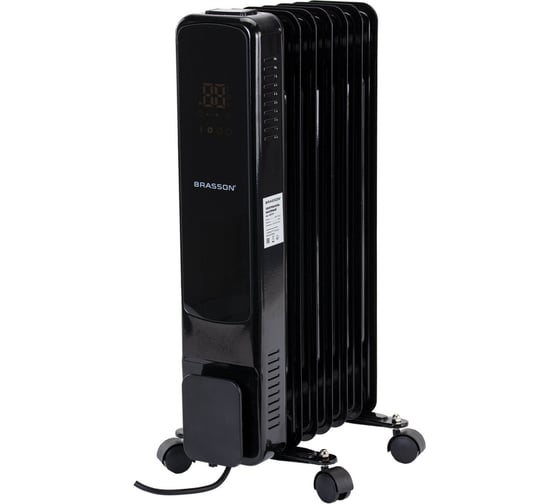 Обогреватель масляный BRASSON BOR-9 TOUCH, 9 секций,2000Вт, 3 режима, сенсор, пульт ДУ, черный, 457778 1