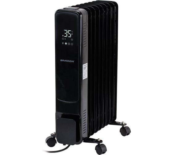Обогреватель масляный BRASSON BOR-7 TOUCH, 7секций, 1500Вт, 3 режима, сенсор, пульт ДУ, черный 457777 1
