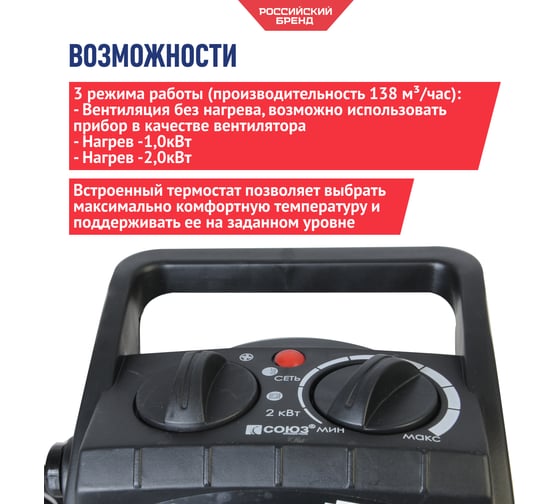 Керамический обогреватель Союз ТВС-2023МК