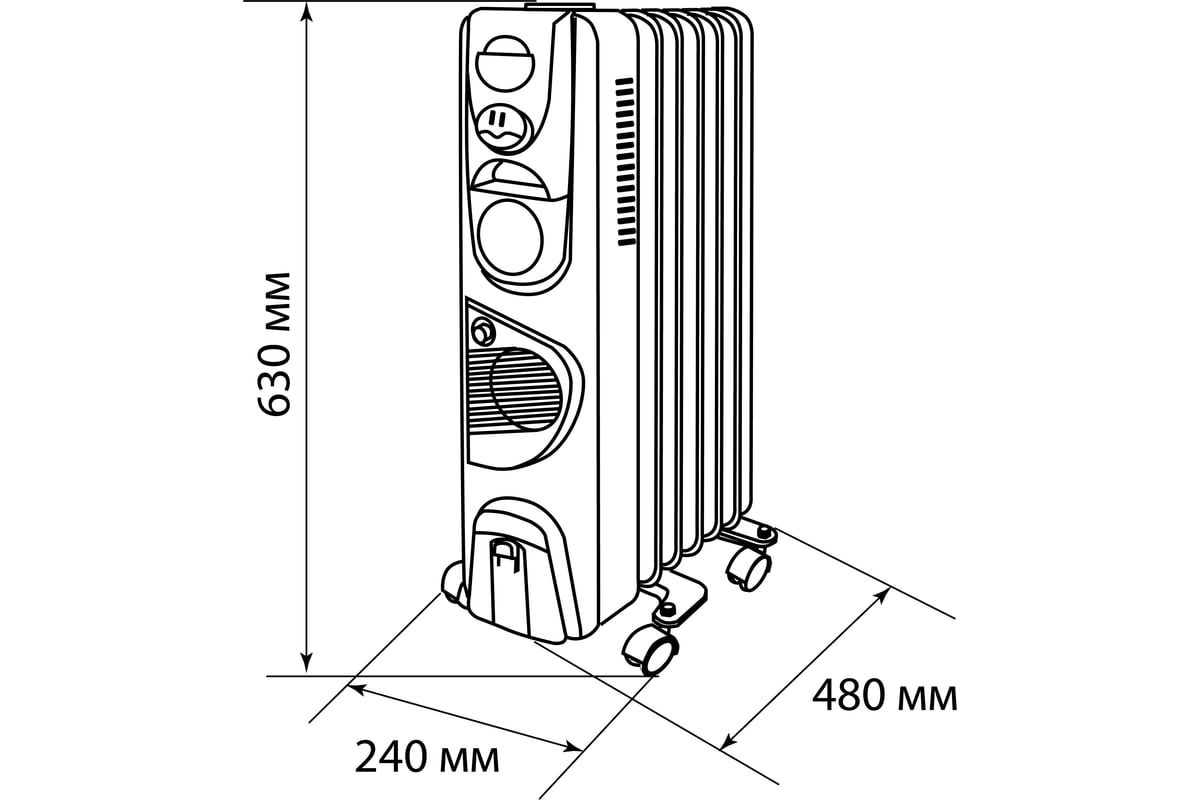 Масляный обогреватель Tdm Electric МО-11ТВ, 11 секций, 2500 Вт