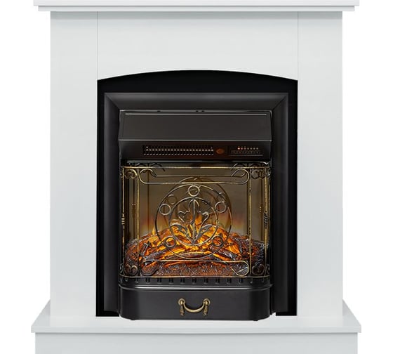 Каминокомплект Royal Flame Barcelona STD SFT (белый) разборный портал и Majestic FXM Black RC электрокамин 64950032