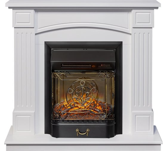 Каминокомплект Royal Flame Boston STD под классику (белый) портал и Majestic FXM Black RC электрокамин 64949083