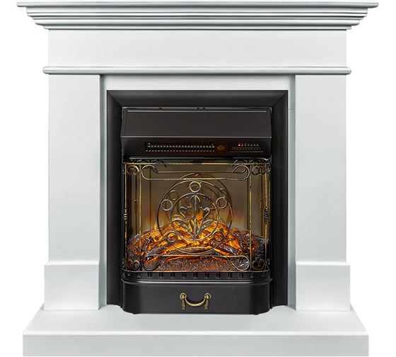 Каминокомплект Royal Flame California STD SFT белый разборный портал и Majestic FXM Black RC электрокамин 64953308