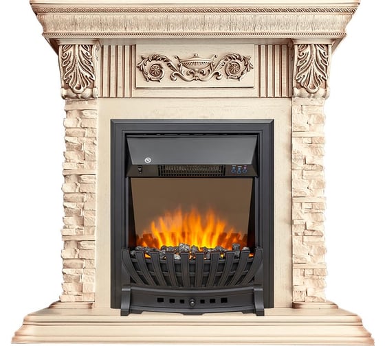 Каминокомплект Royal Flame Luxemburg STD (слоновая кость, патина) портал и Aspen Black электрокамин 64948709
