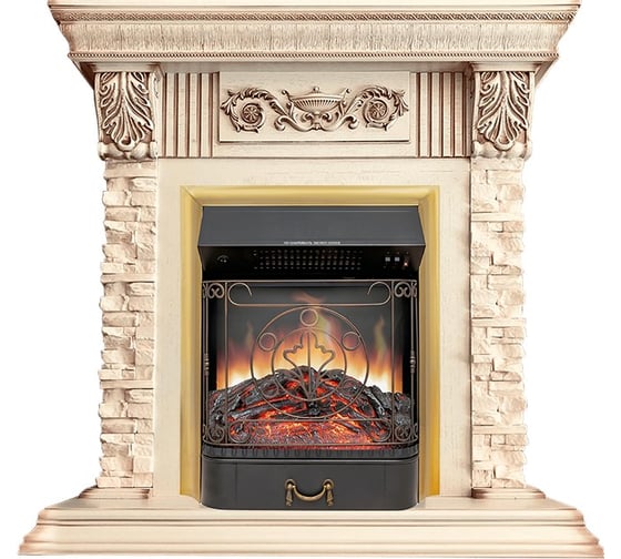 Каминокомплект Royal Flame Luxemburg STD (слоновая кость, патина) портал и Majestic FX Brass (RB-STD3BRFX) электрокамин 64948714
