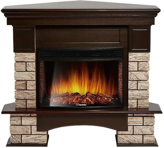 Портал Firelight Forte Wood 25U (угловой) камень коричневый, шпон темный дуб НС-1305485
