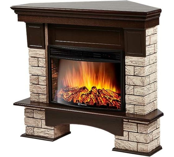 Портал Firelight Forte Wood 25U (угловой) камень коричневый, шпон темный дуб НС-1305485