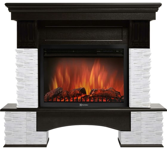 Портал Firelight Pietra Nuovo 30 камень сланец белый, шпон темный дуб НС-1346694