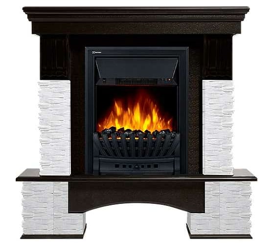 Портал Firelight Pietra Nuovo Classic камень сланец белый, шпон темный дуб НС-1346692