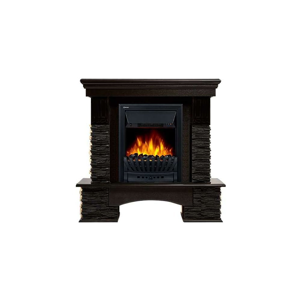 Портал Firelight Pietra Nuovo Classic камень сланец чёрный, шпон венге ...