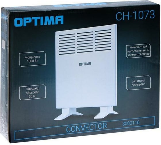 Конвектор Optima CH-1073 мощность 500-1000Вт, крепление на стену, контроль температуры 3000116