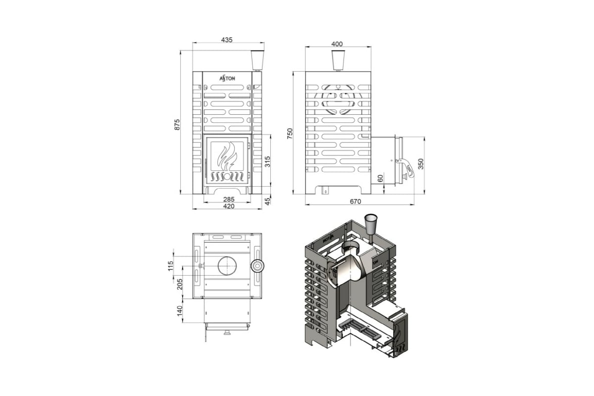 Печь для бани Везувий ASTON 16 INOX 4610094714262 - выгодная цена ...