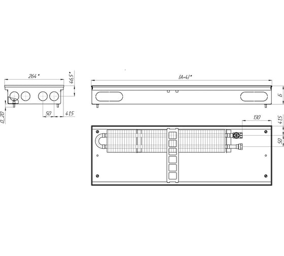 Конвектор КЗТО Бриз 260*100*1400 U (5Ал 12) NEW БР260100*1400UР5АЛ12