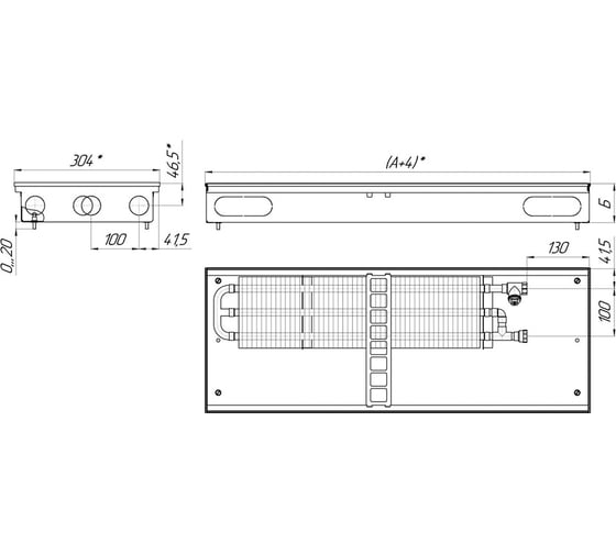 Конвектор КЗТО Бриз 300*80*1000 U (5Ал 12) NEW БР30080*1000UКНР5АЛ12Ч