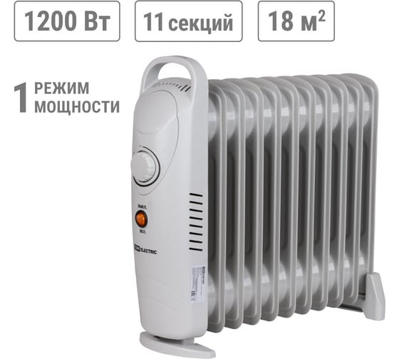 Масляный обогреватель TDM ELECTRIC МИНИ-11, 1200 Вт, 11 секций, термостат, SQ2501-0910 1