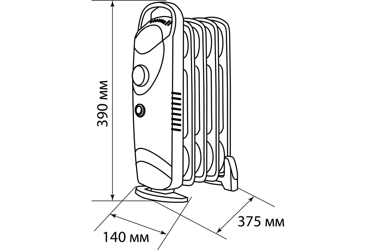 Масляный обогреватель МИНИ-9, 1000 Вт, 9 секций, термостат, TDM SQ2501 .