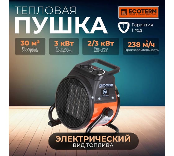 Тепловая электрическая пушка ECOTERM EHR-03/1D ET1522-1